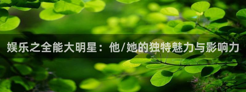 天天购彩2登录：娱乐之全能大明星：他/她的独特魅力与影响力